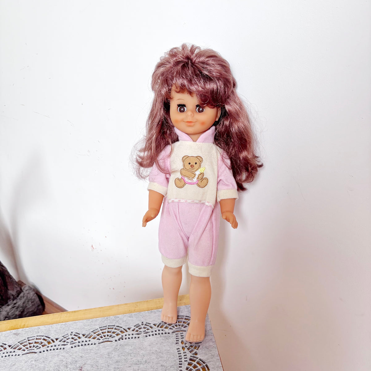 Vintage Sonni GDR Doll, East German 40 cm Girl Doll, DDR Collectible, Original Pink Outfit, Sleep Eyes, 1970s–1980s