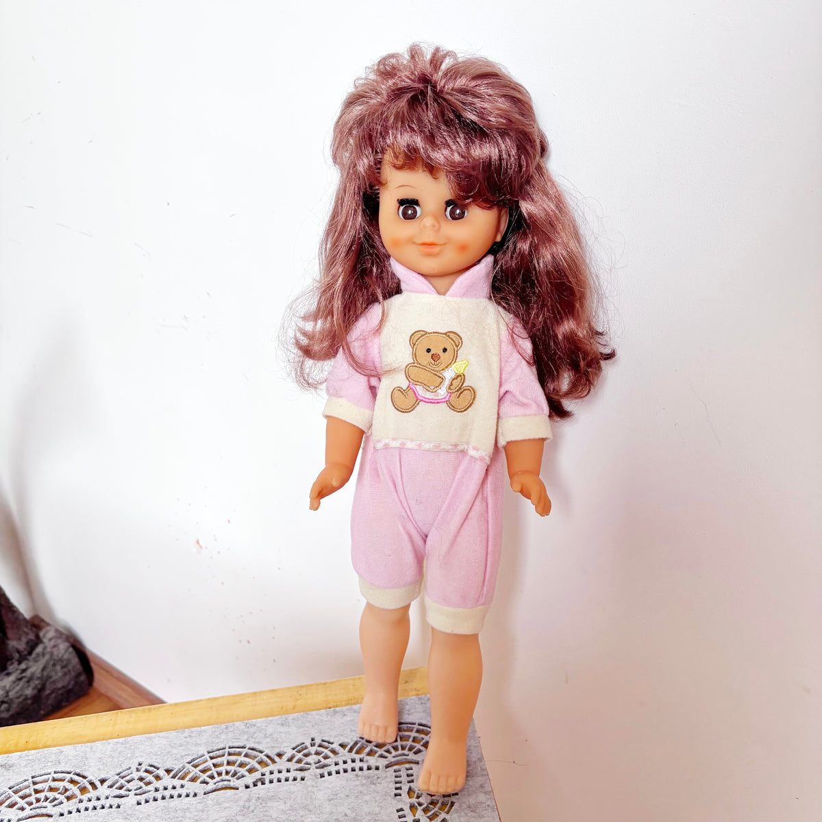 Vintage Sonni GDR Doll, East German 40 cm Girl Doll, DDR Collectible, Original Pink Outfit, Sleep Eyes, 1970s–1980s
