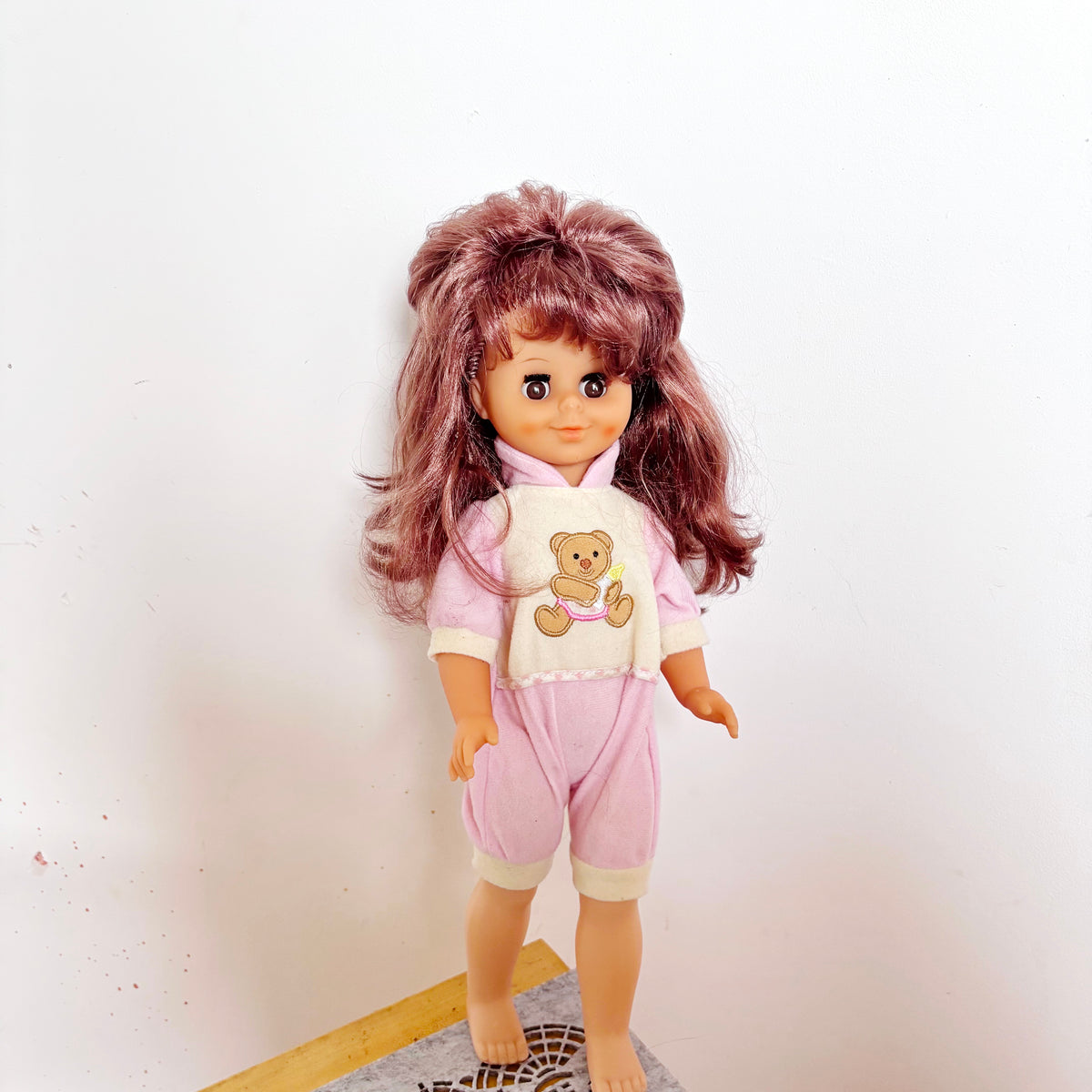 Vintage Sonni GDR Doll, East German 40 cm Girl Doll, DDR Collectible, Original Pink Outfit, Sleep Eyes, 1970s–1980s