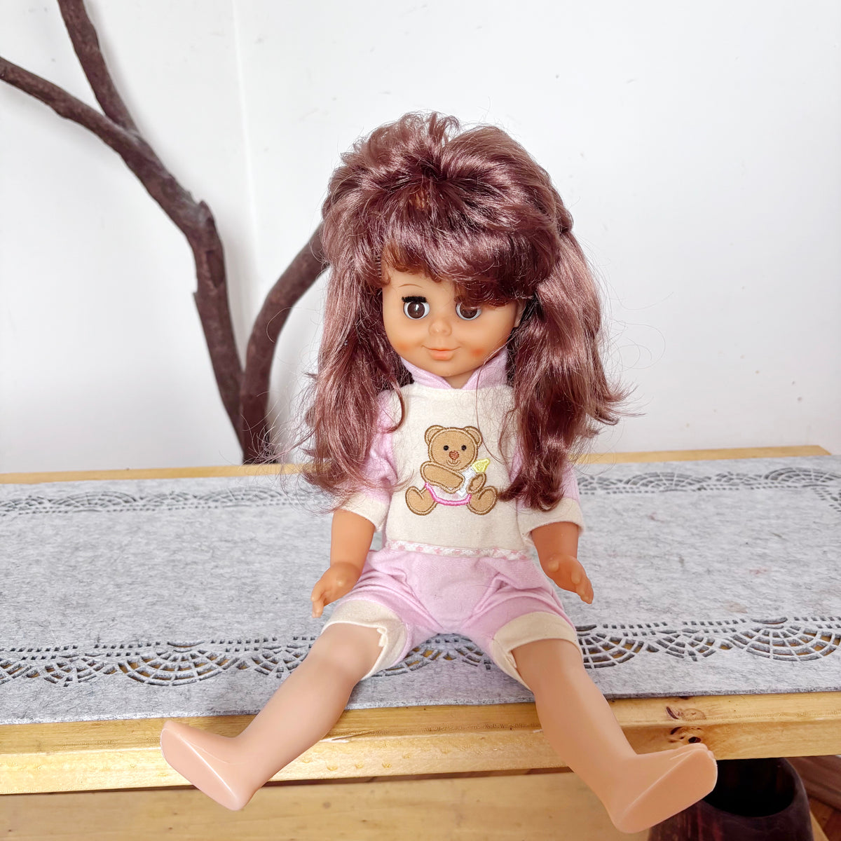 Vintage Sonni GDR Doll, East German 40 cm Girl Doll, DDR Collectible, Original Pink Outfit, Sleep Eyes, 1970s–1980s
