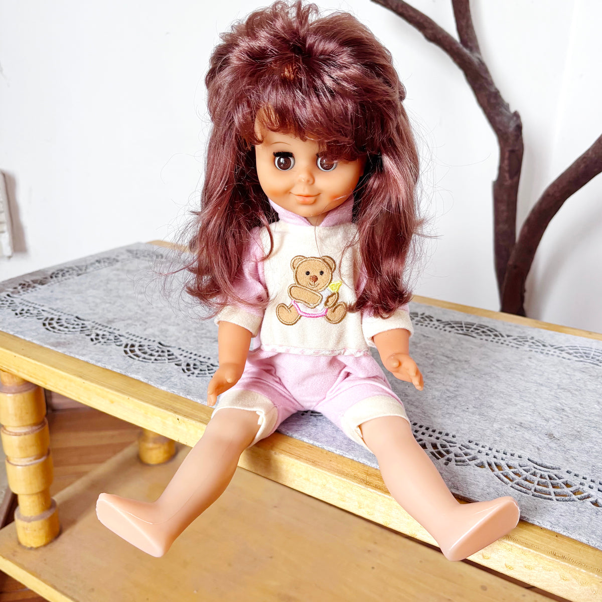 Vintage Sonni GDR Doll, East German 40 cm Girl Doll, DDR Collectible, Original Pink Outfit, Sleep Eyes, 1970s–1980s