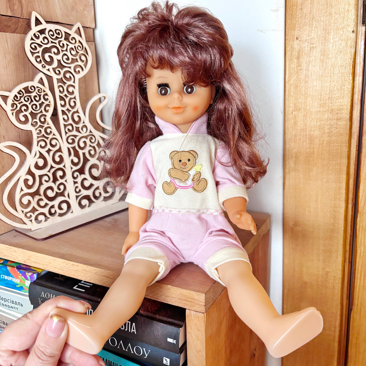 Vintage Sonni GDR Doll, East German 40 cm Girl Doll, DDR Collectible, Original Pink Outfit, Sleep Eyes, 1970s–1980s