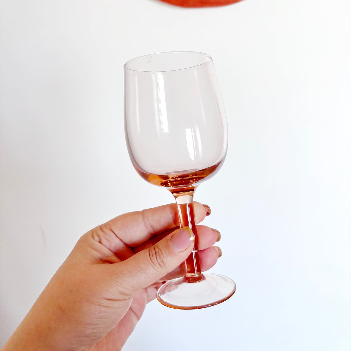 Vintage Soviet Stemmed Glasses Pair, Clear Gold-Rim Goblet and Amber Tinted Wine Glass, USSR Retro Barware