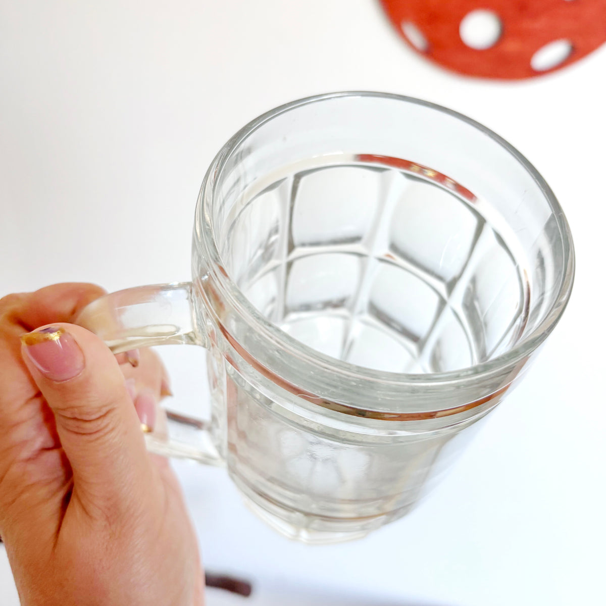 Vintage Soviet Glass Beer Mug, 500 ml Heavy Geometric Tankard, USSR Retro Barware, 1970s–1980s