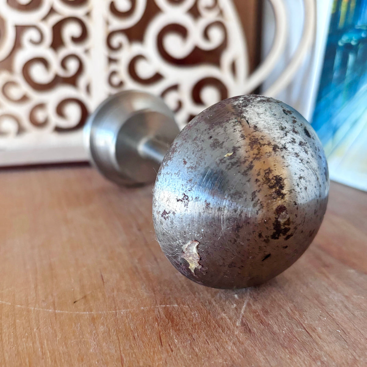 Vintage Soviet Double-Sided Metal Door Knob, Mushroom Pull Handle, Industrial Retro Hardware, USSR Architectural Salvage