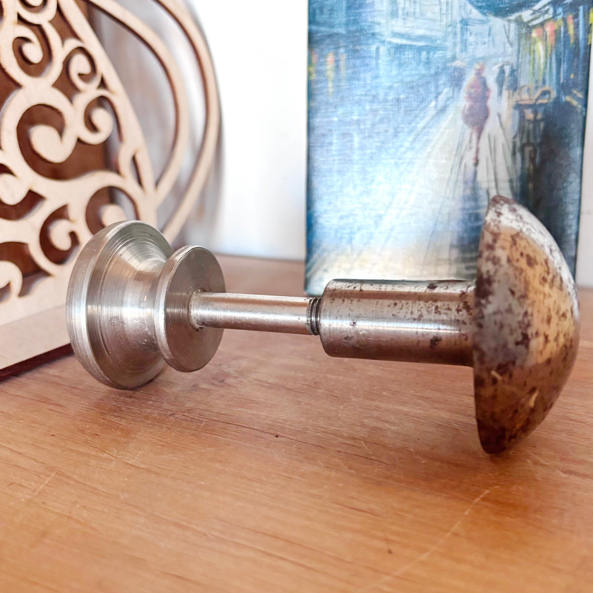 Vintage Soviet Double-Sided Metal Door Knob, Mushroom Pull Handle, Industrial Retro Hardware, USSR Architectural Salvage