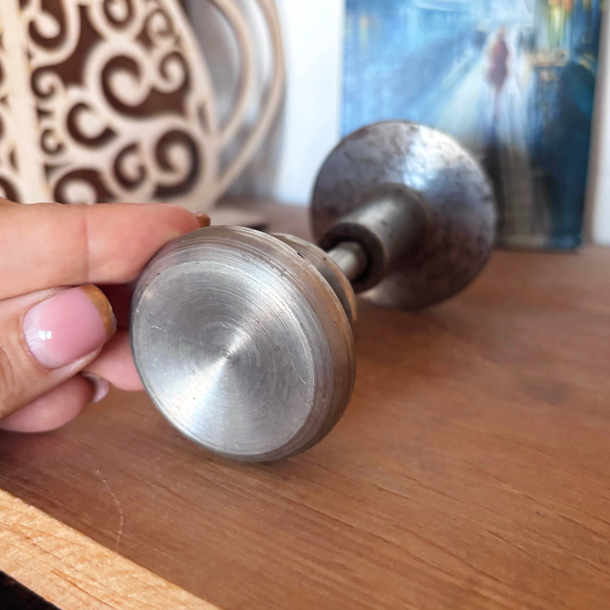 Vintage Soviet Double-Sided Metal Door Knob, Mushroom Pull Handle, Industrial Retro Hardware, USSR Architectural Salvage