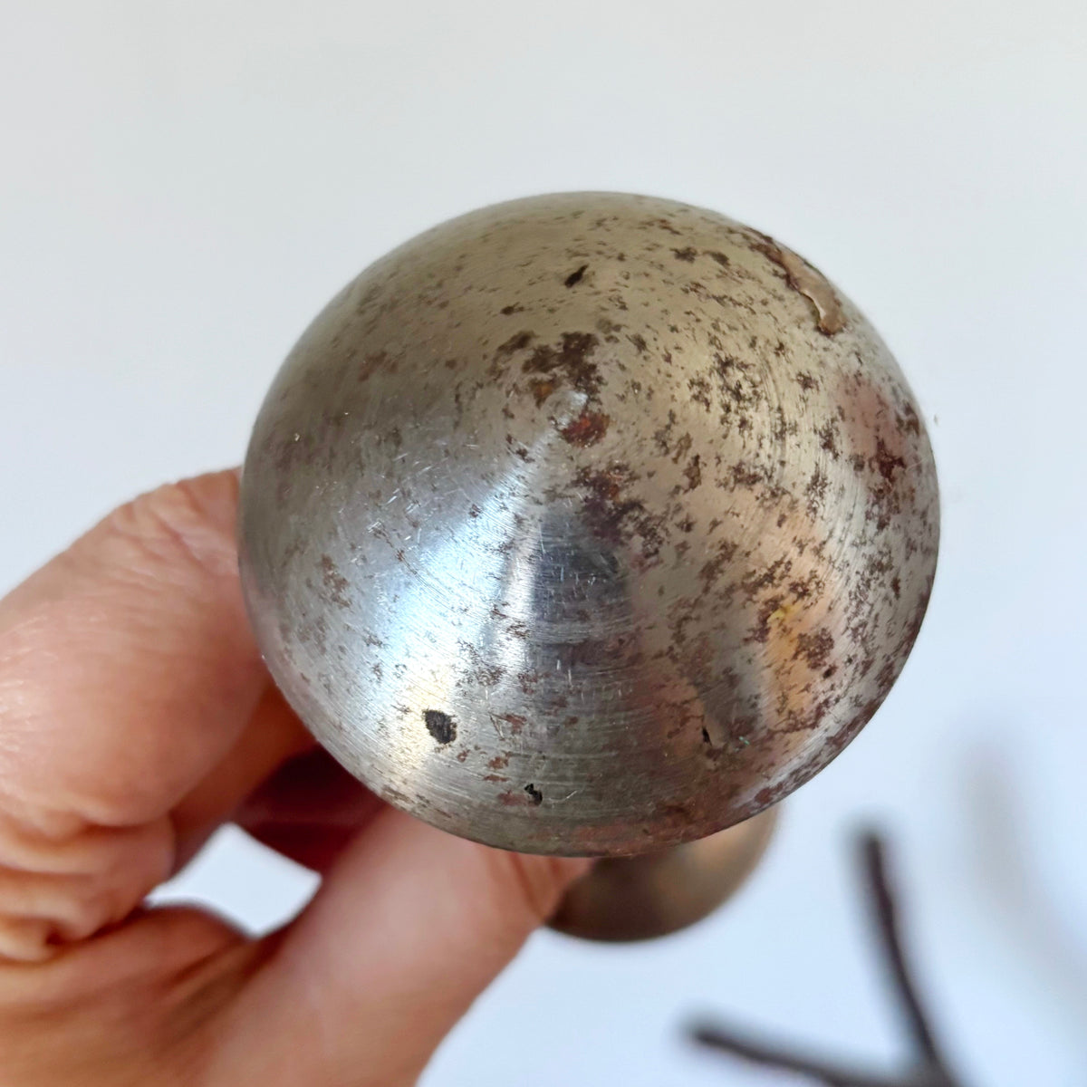 Vintage Soviet Double-Sided Metal Door Knob, Mushroom Pull Handle, Industrial Retro Hardware, USSR Architectural Salvage