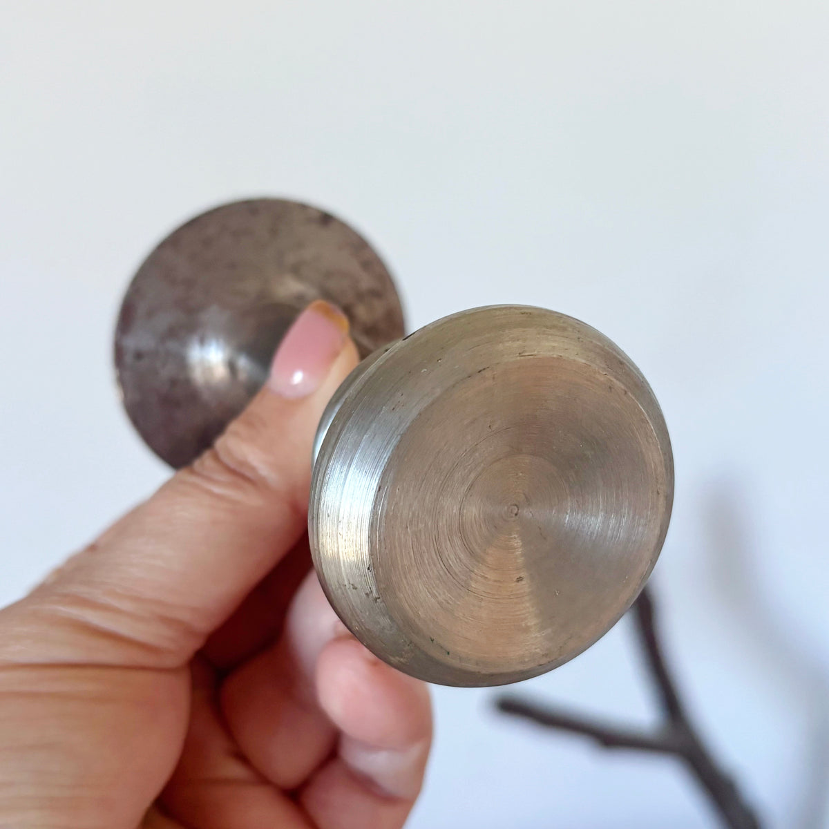 Vintage Soviet Double-Sided Metal Door Knob, Mushroom Pull Handle, Industrial Retro Hardware, USSR Architectural Salvage