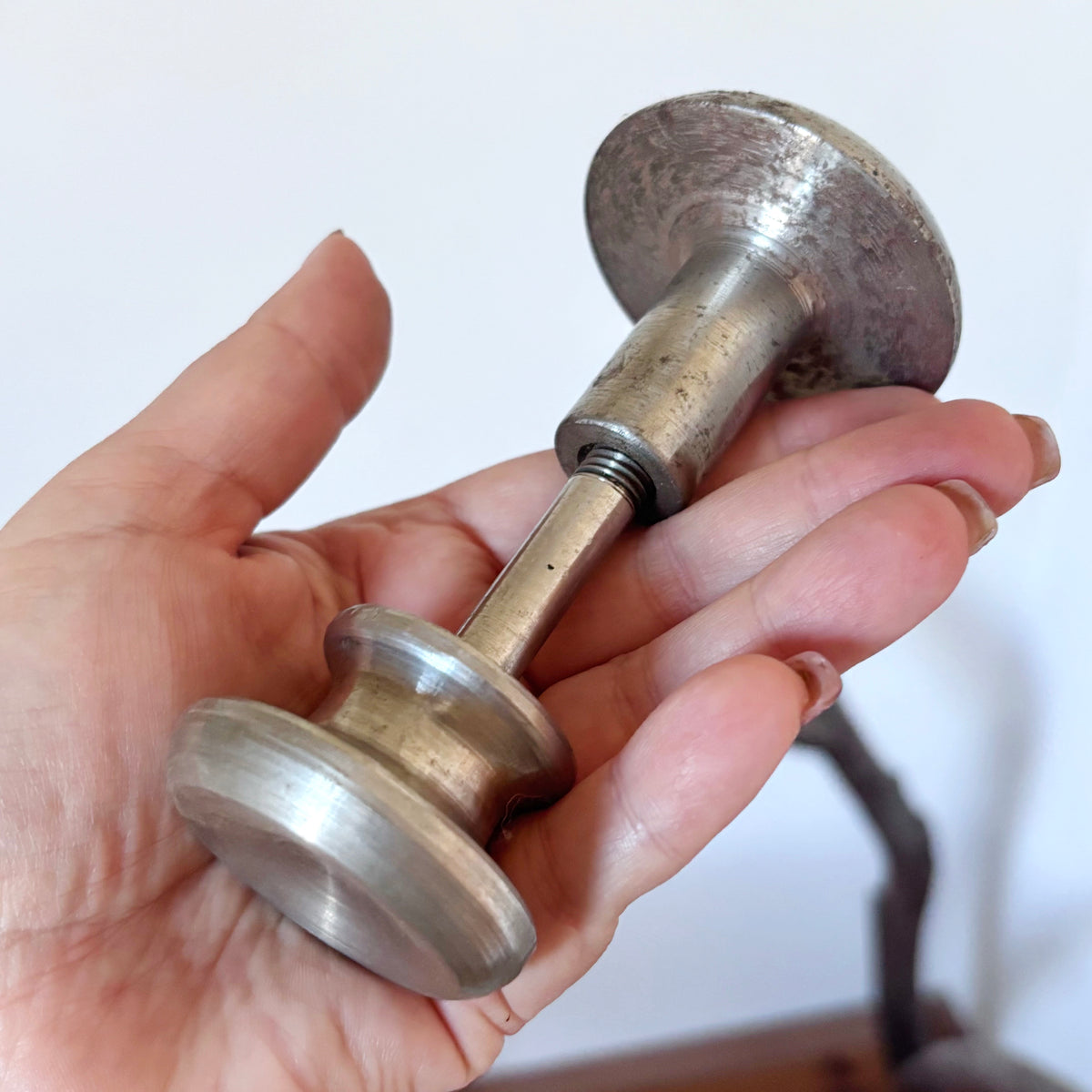 Vintage Soviet Double-Sided Metal Door Knob, Mushroom Pull Handle, Industrial Retro Hardware, USSR Architectural Salvage