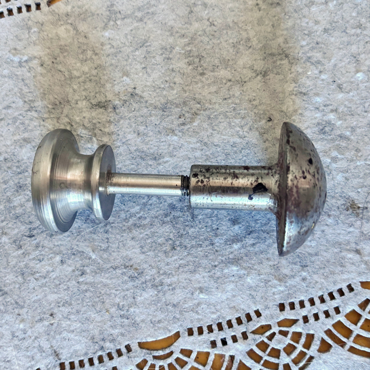 Vintage Soviet Double-Sided Metal Door Knob, Mushroom Pull Handle, Industrial Retro Hardware, USSR Architectural Salvage