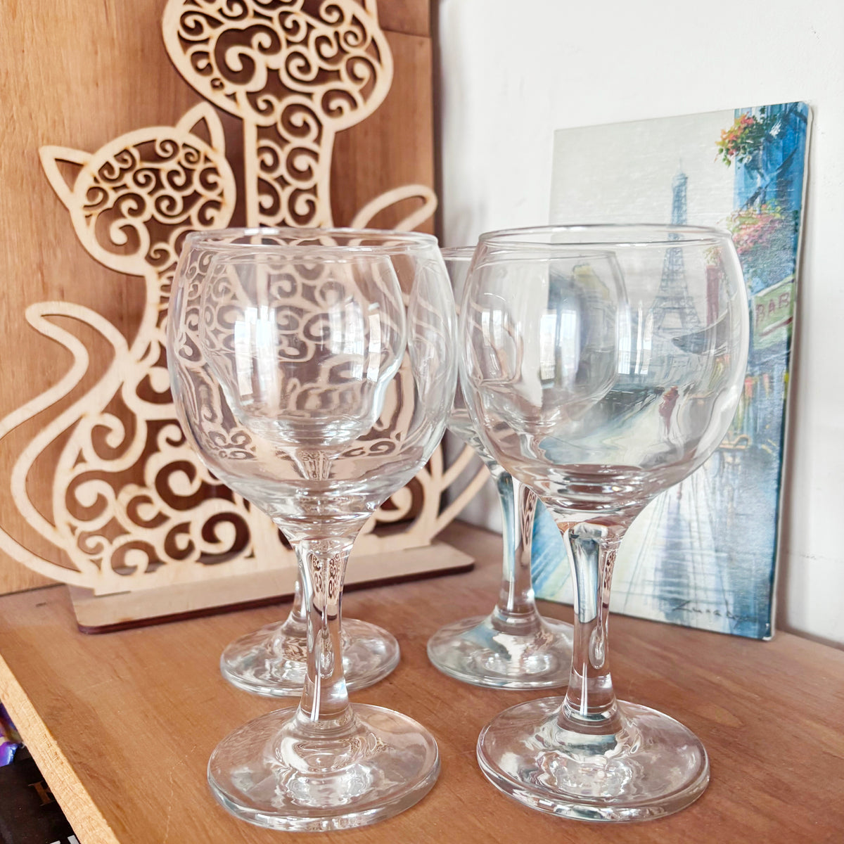 Vintage Soviet Stemmed Glasses, Set of 4, USSR Liqueur Goblets, 1970s–1980s Retro Barware
