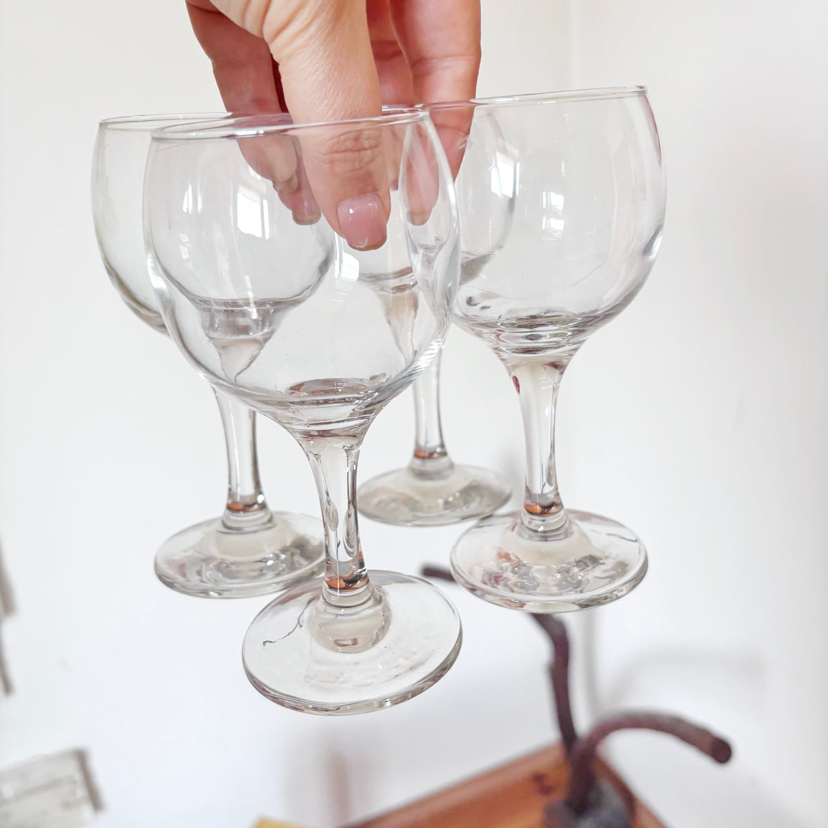 Vintage Soviet Stemmed Glasses, Set of 4, USSR Liqueur Goblets, 1970s–1980s Retro Barware