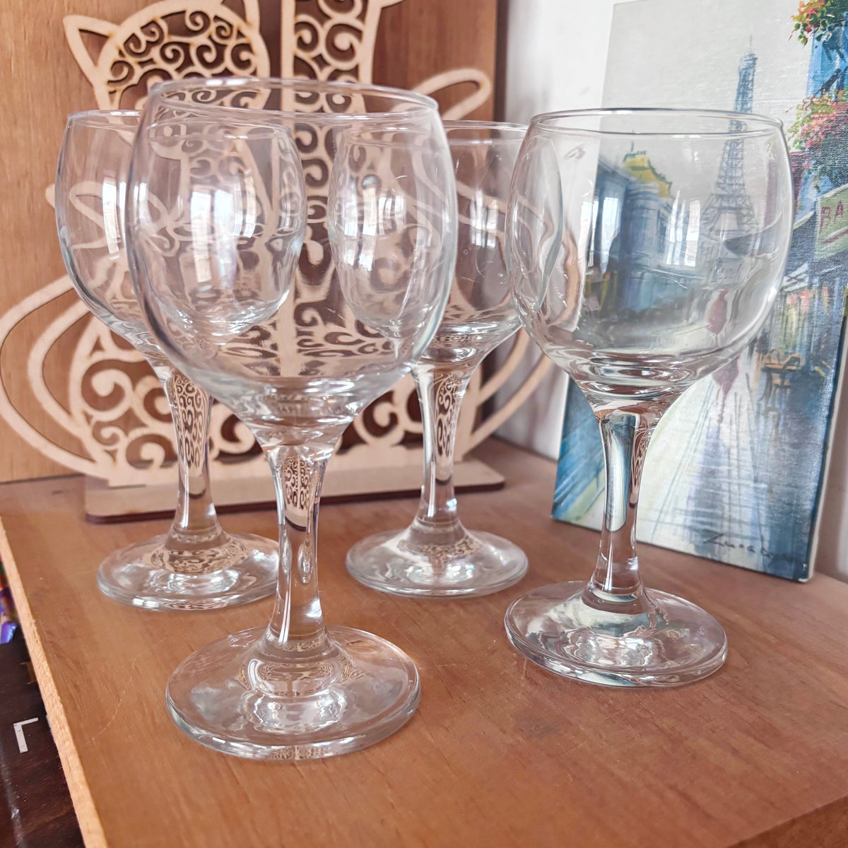 Vintage Soviet Stemmed Glasses, Set of 4, USSR Liqueur Goblets, 1970s–1980s Retro Barware
