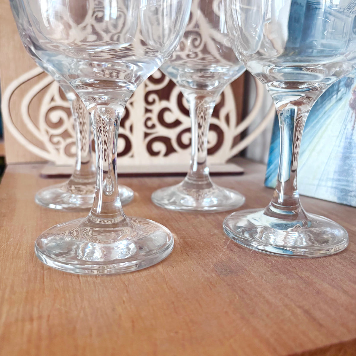 Vintage Soviet Stemmed Glasses, Set of 4, USSR Liqueur Goblets, 1970s–1980s Retro Barware