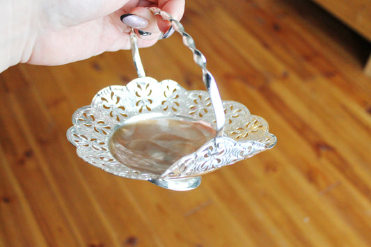 Vintage stainless still small bowl - 16 cm - 6.3 inches - small decoration tray for two cups - Germany vintage decor tray - 1980s