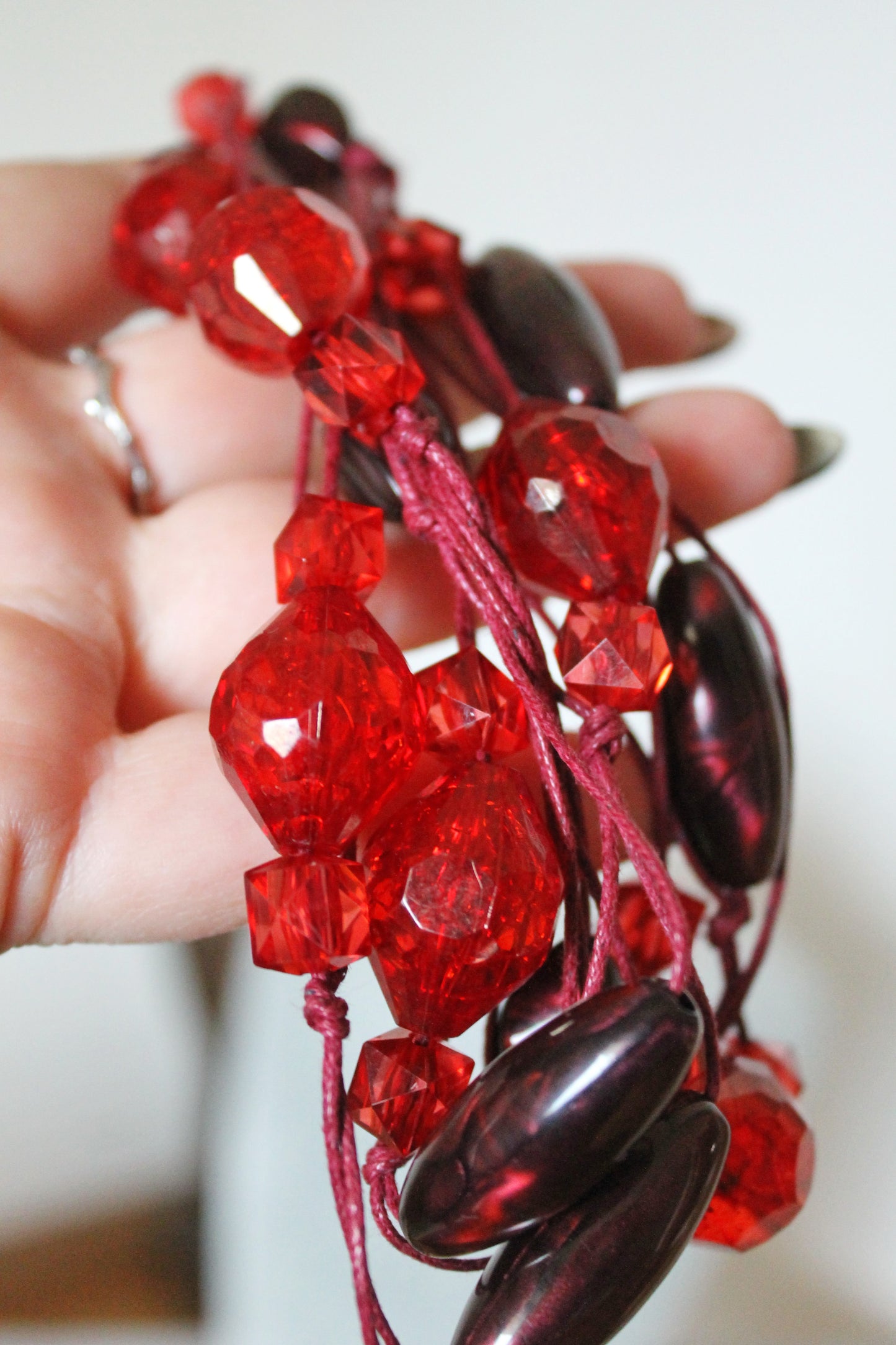 Vintage long red beaded necklace - Nekclace 1990s - vintage bijouterie - gift neckalce - made in Ukraine