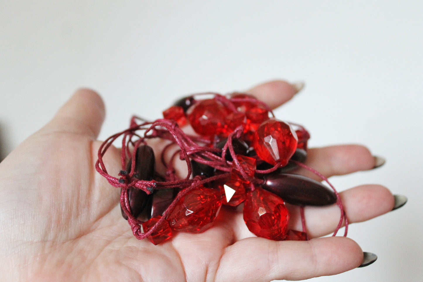 Vintage long red beaded necklace - Nekclace 1990s - vintage bijouterie - gift neckalce - made in Ukraine