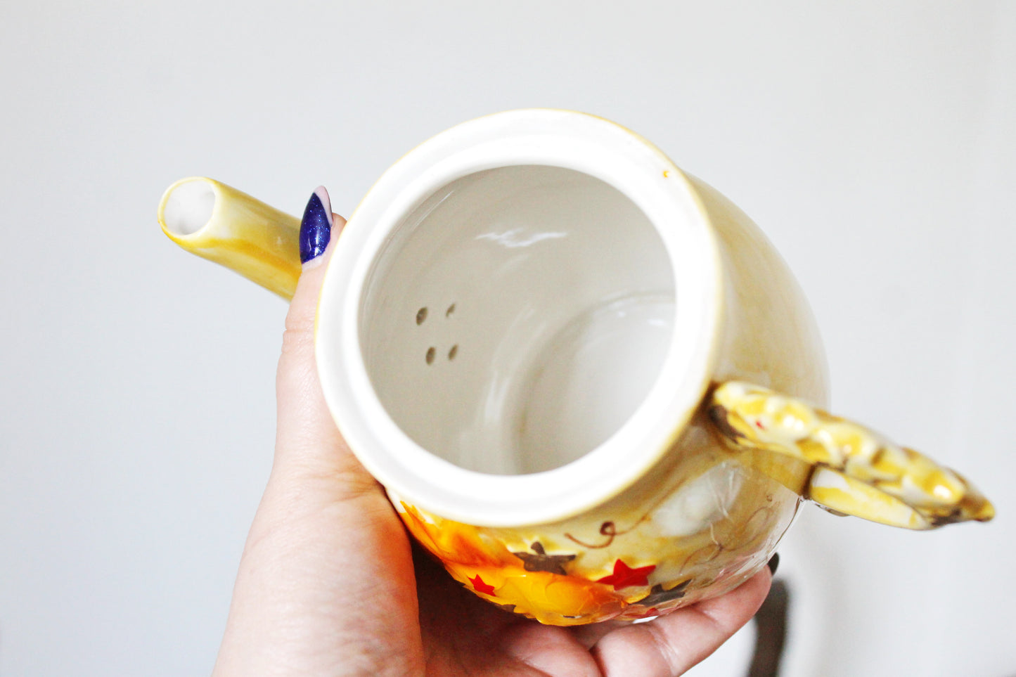 Vintage Yellow sunny/moon Tea Pot - vintage Ukrainian ceramic tea pot - 1990-2000s