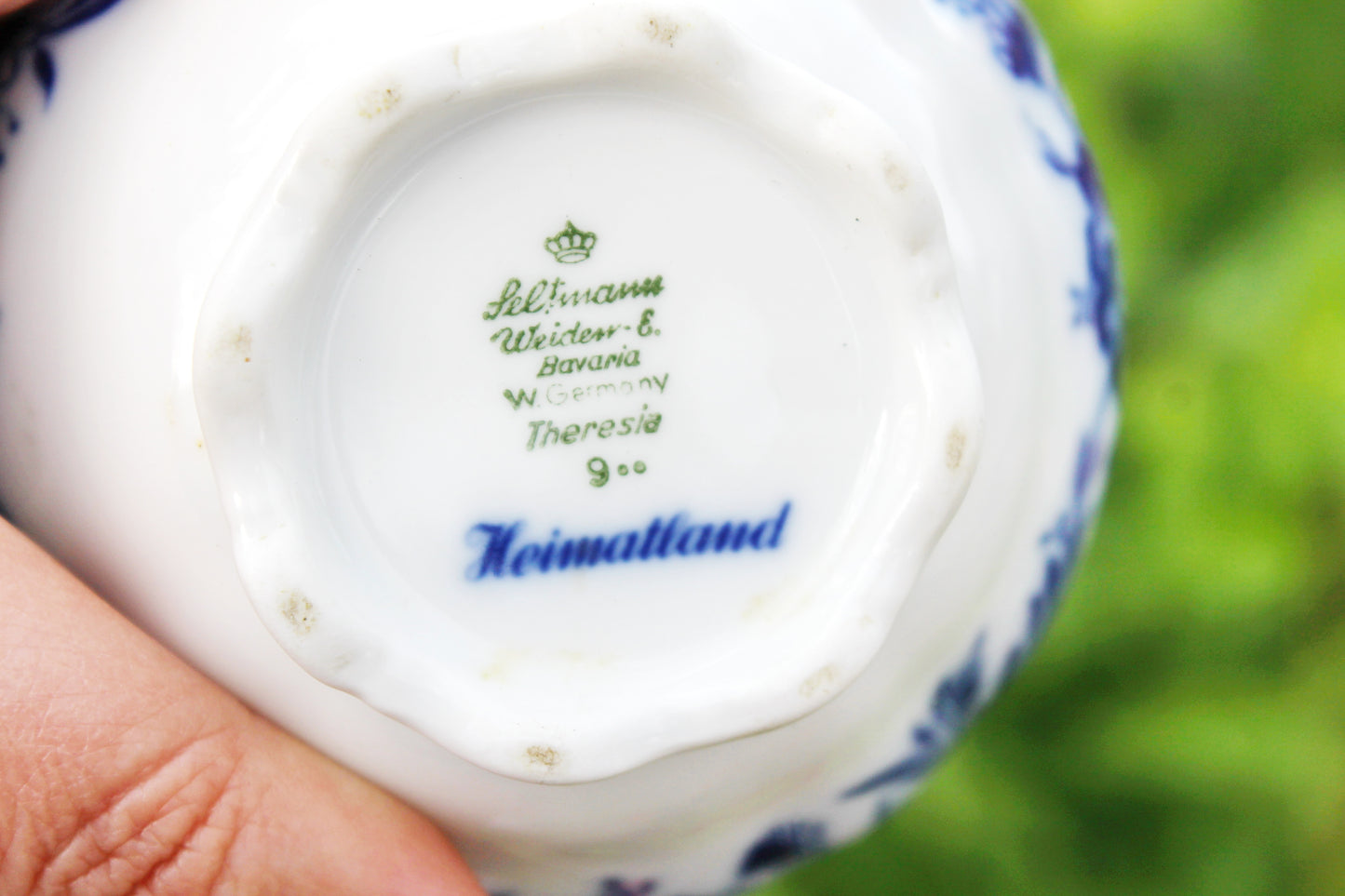 Vintage German Porcelain Sugar Bowl – Seltmann Weiden "Theresia Heimatland" – Blue Floral Bavaria West Germany