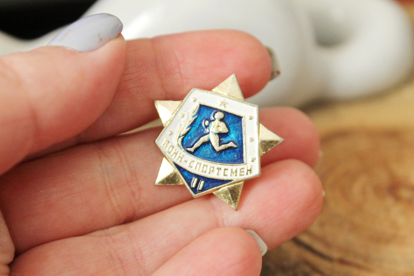 Vintage soviet USSR pin badge - Star - Warrior-Athlete - USSR pin - vintage soviet badge - 1970s