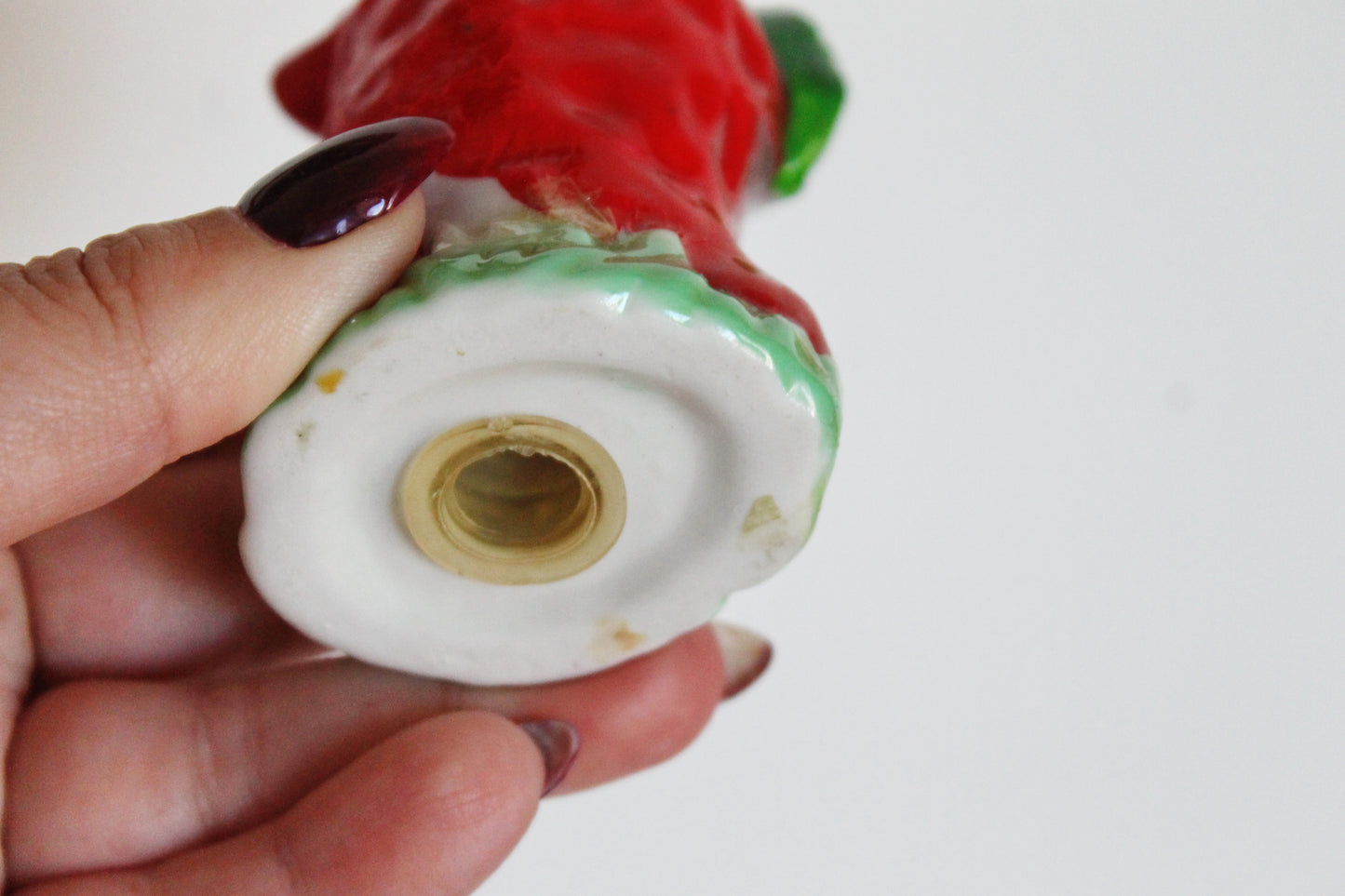 Vintage Salt and Pepper Shakers - Ceramic Red Peppers with Ducks - Made in Ukraine, Early 2000s