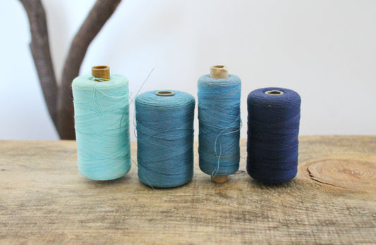 Vintage Soviet Thread Spools – Blue Tones – USSR Sewing Notions – Set of 4 – USSR Cotton Thread – Craft Supplies – 1970s 1980s Soviet Era