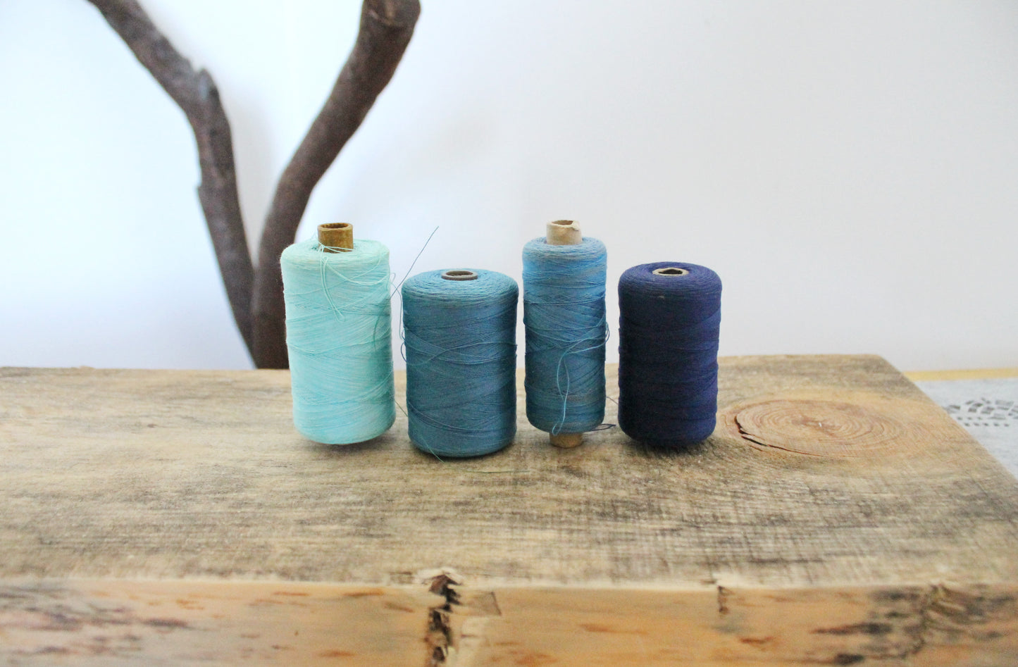 Vintage Soviet Thread Spools – Blue Tones – USSR Sewing Notions – Set of 4 – USSR Cotton Thread – Craft Supplies – 1970s 1980s Soviet Era