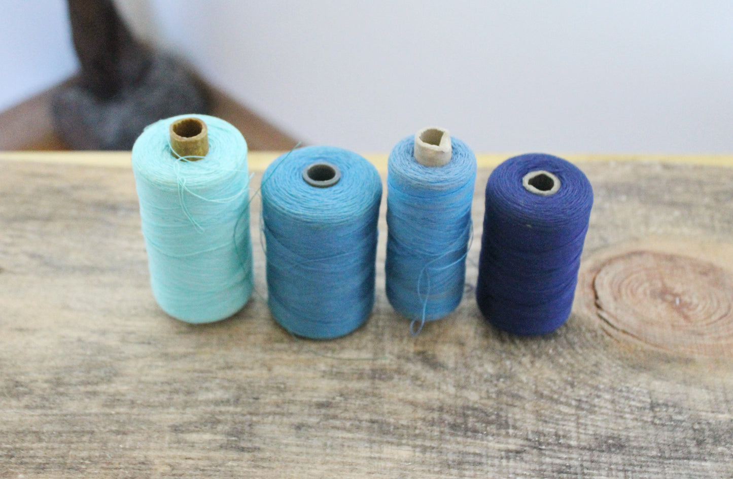 Vintage Soviet Thread Spools – Blue Tones – USSR Sewing Notions – Set of 4 – USSR Cotton Thread – Craft Supplies – 1970s 1980s Soviet Era