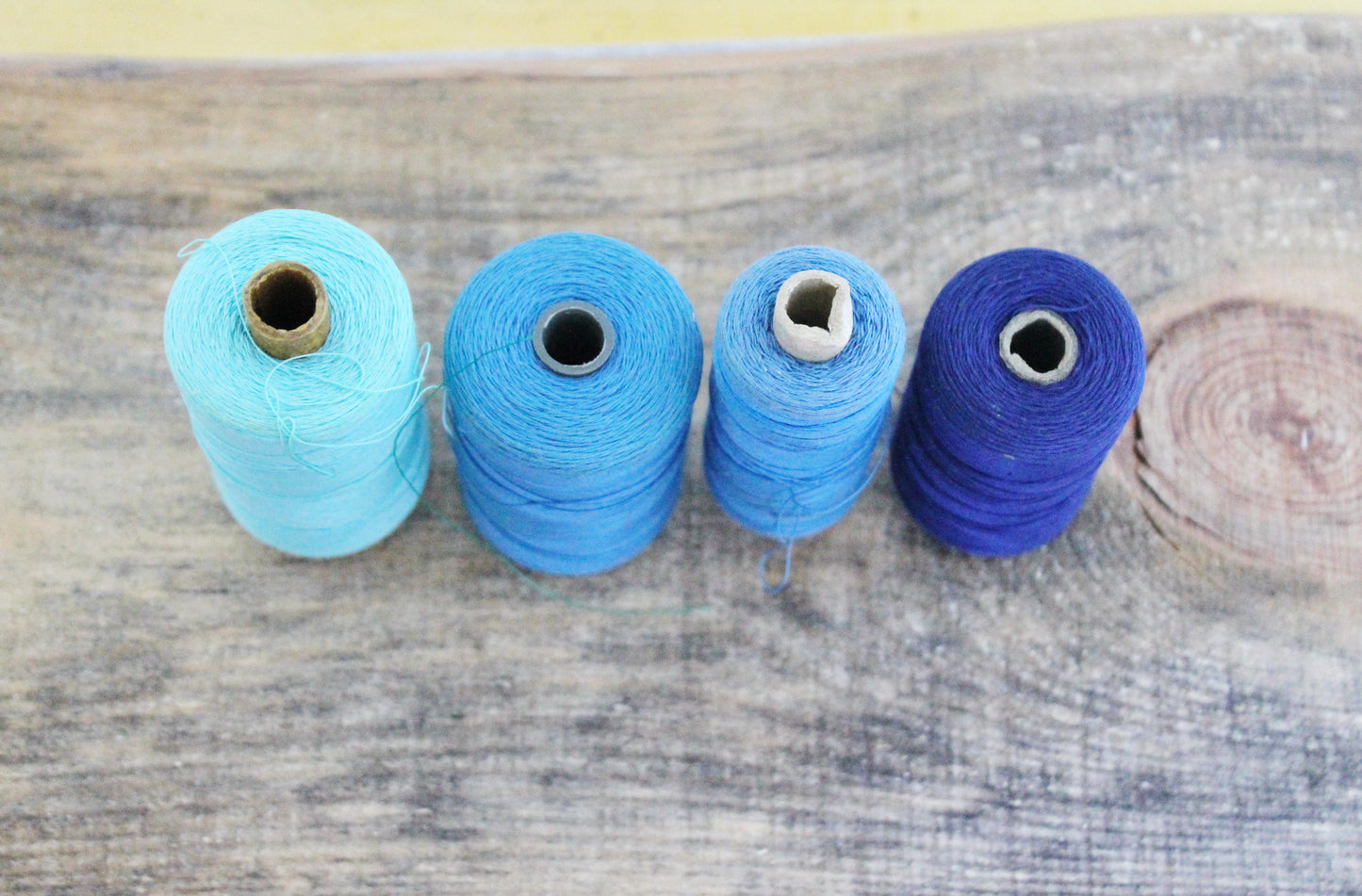 Vintage Soviet Thread Spools – Blue Tones – USSR Sewing Notions – Set of 4 – USSR Cotton Thread – Craft Supplies – 1970s 1980s Soviet Era