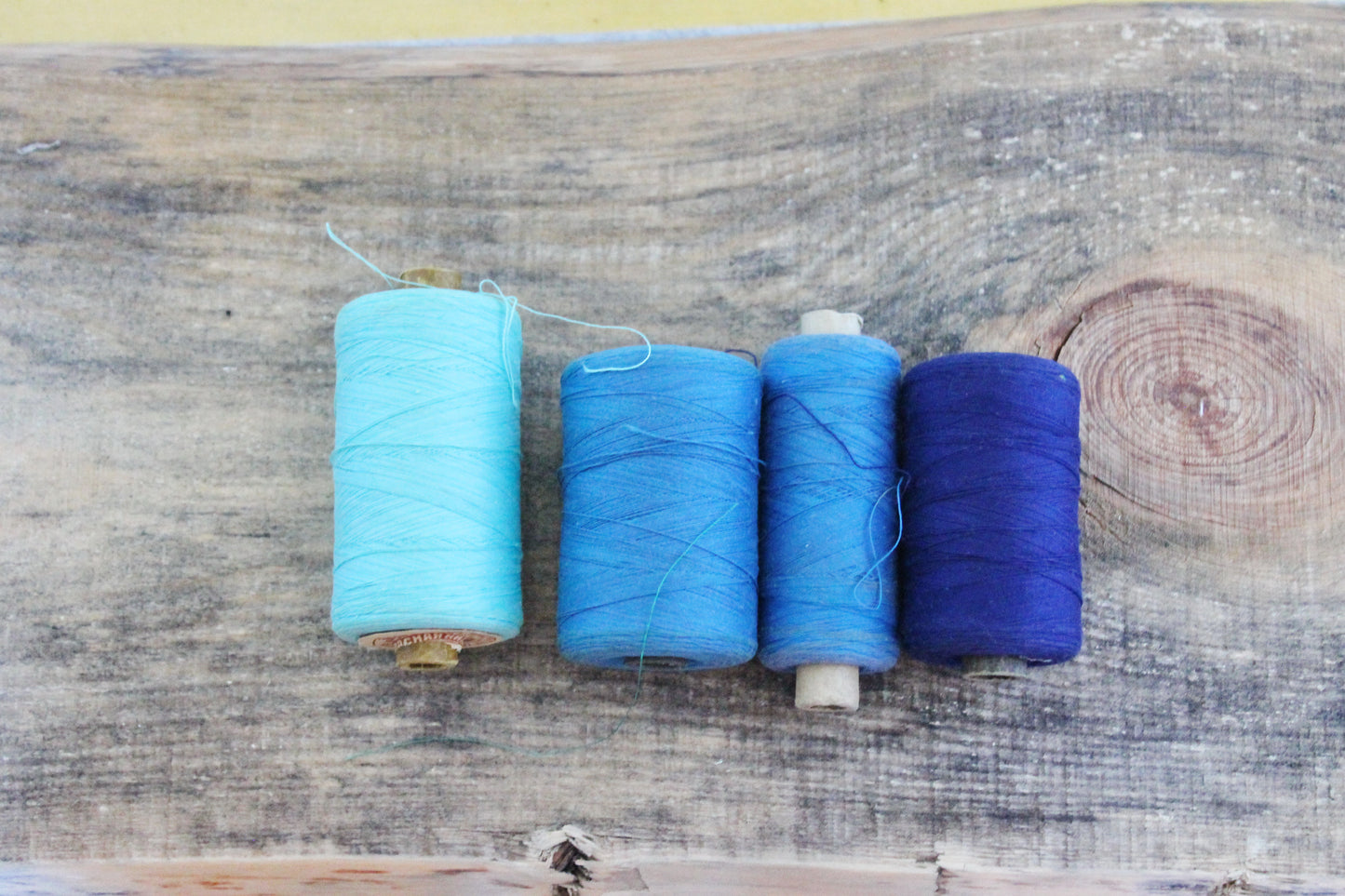 Vintage Soviet Thread Spools – Blue Tones – USSR Sewing Notions – Set of 4 – USSR Cotton Thread – Craft Supplies – 1970s 1980s Soviet Era