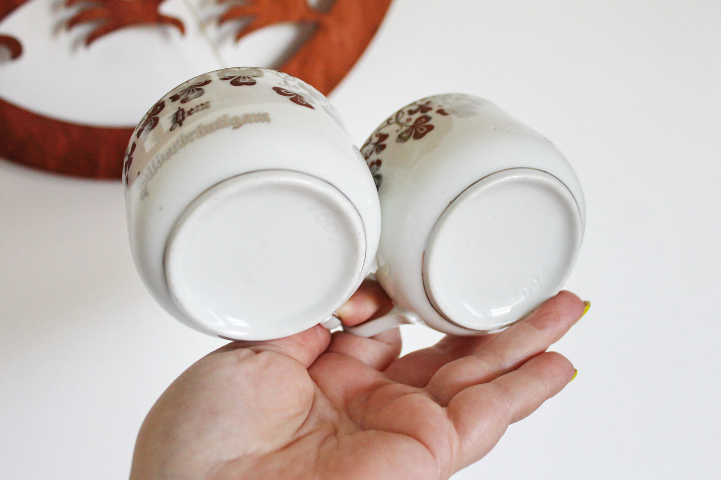 Vintage German Silver Wedding Tea Set – Porcelain Cups & Sugar Bowl – “Dem Jubelpaare” - 1960s-1970s