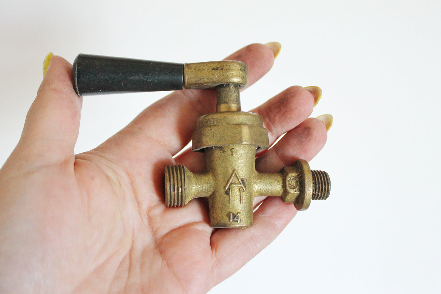 Set of 3 Vintage Brass Radiator Valves | Industrial Steampunk Faucet Handles | Mid-Century Metal Plumbing Parts - 1950-1970s