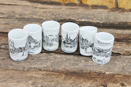 Set of 6 Vintage Germany by Uhlenhorst Gegr 1849 small white shot porcelain glasses, glasswares, home decor - Holiday decor