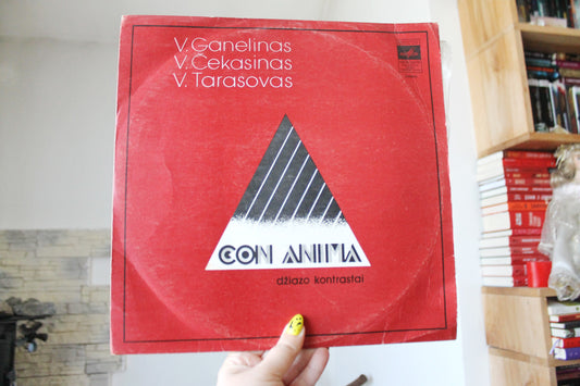 Vintage Lithuanian Vinyl LP – Con Anima “Džiazo Kontrastai” Jazz Record, Ganelinas, Čekasinas, Tarasovas – 1980s USSR Jazz Music Collectible