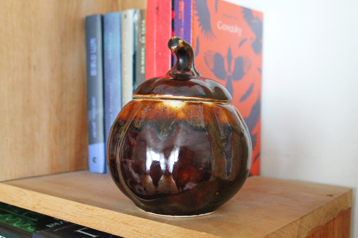 Vintage Ceramic Pumpkin Casserole Dish - Storage Jar - Old Brown Pot Ukrainian traditional jar - pottery jug - handmade pottery jug - 1990s