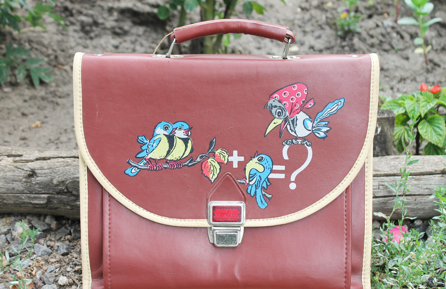 Vintage Soviet School Satchel – USSR Children’s Bag with Hand-Painted Cartoon Birds – Rare 1980s Kid’s Accessory