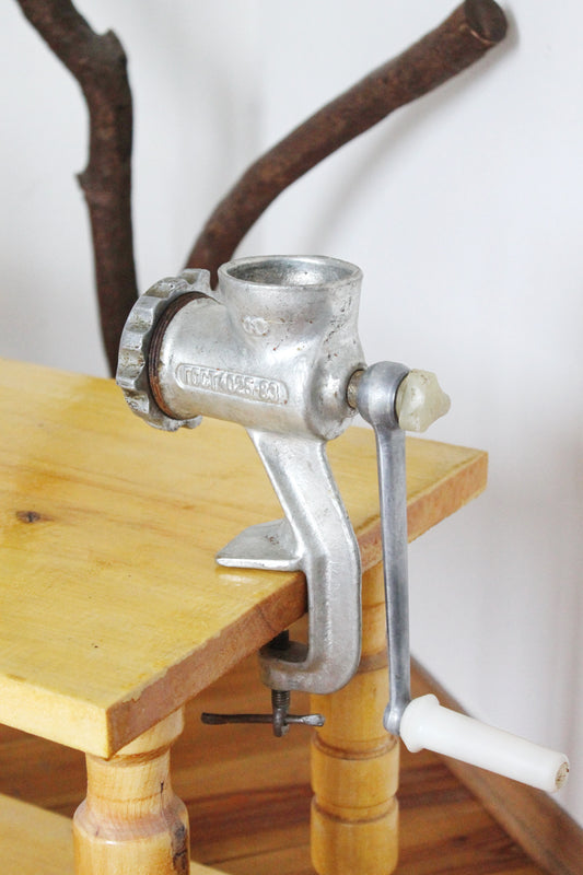 Vintage Metal Meat Grinder – Rustic Kitchen Decor – Hand Crank – Not Working – Farmhouse Display Piece – Soviet Era Kitchen Tool - 1960s