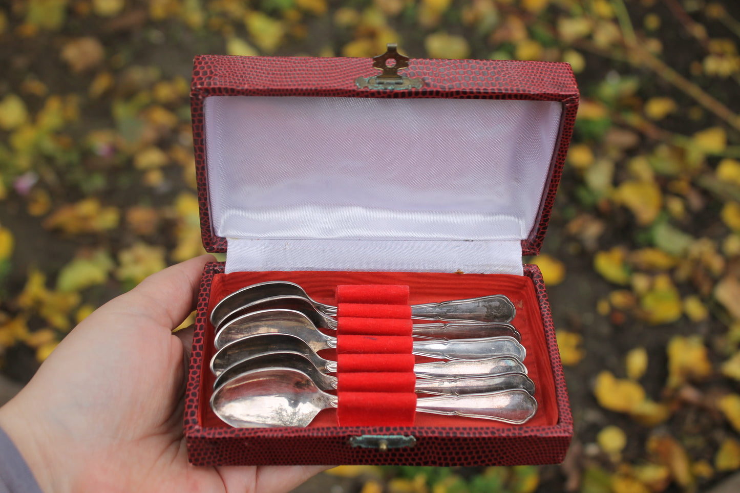 Set of 6 vintage silverplated coffee spoons in original box - vintage silverware - vintage kitchen - coffee spoons - 1970ss