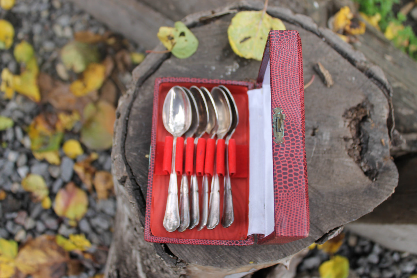 Set of 6 vintage silverplated coffee spoons in original box - vintage silverware - vintage kitchen - coffee spoons - 1970ss