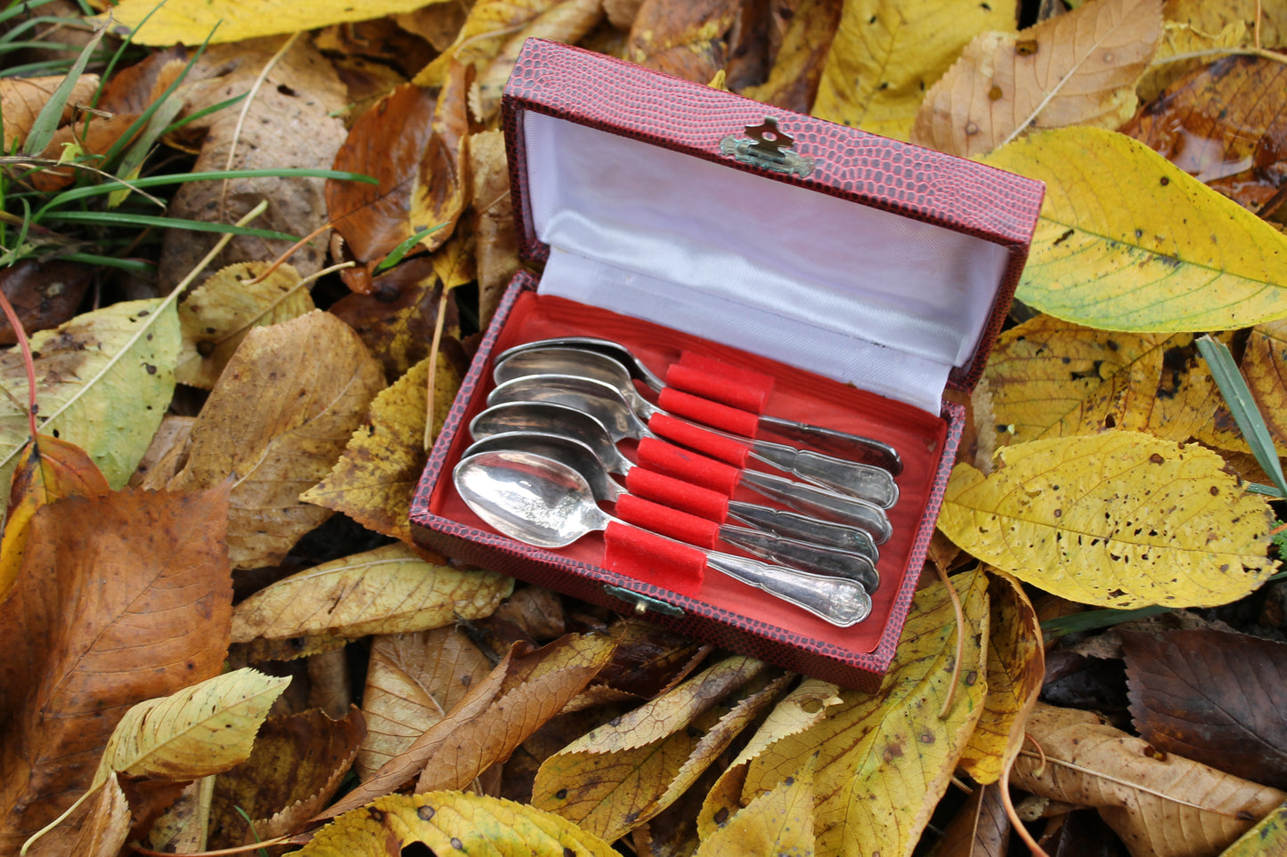 Set of 6 vintage silverplated coffee spoons in original box - vintage silverware - vintage kitchen - coffee spoons - 1970ss