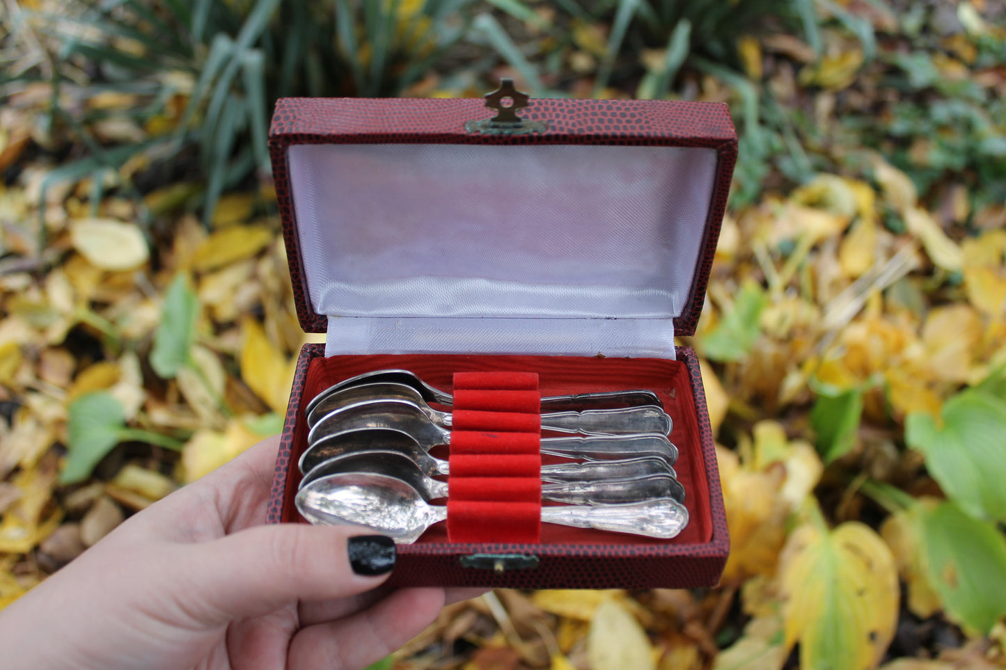 Set of 6 vintage silverplated coffee spoons in original box - vintage silverware - vintage kitchen - coffee spoons - 1970ss