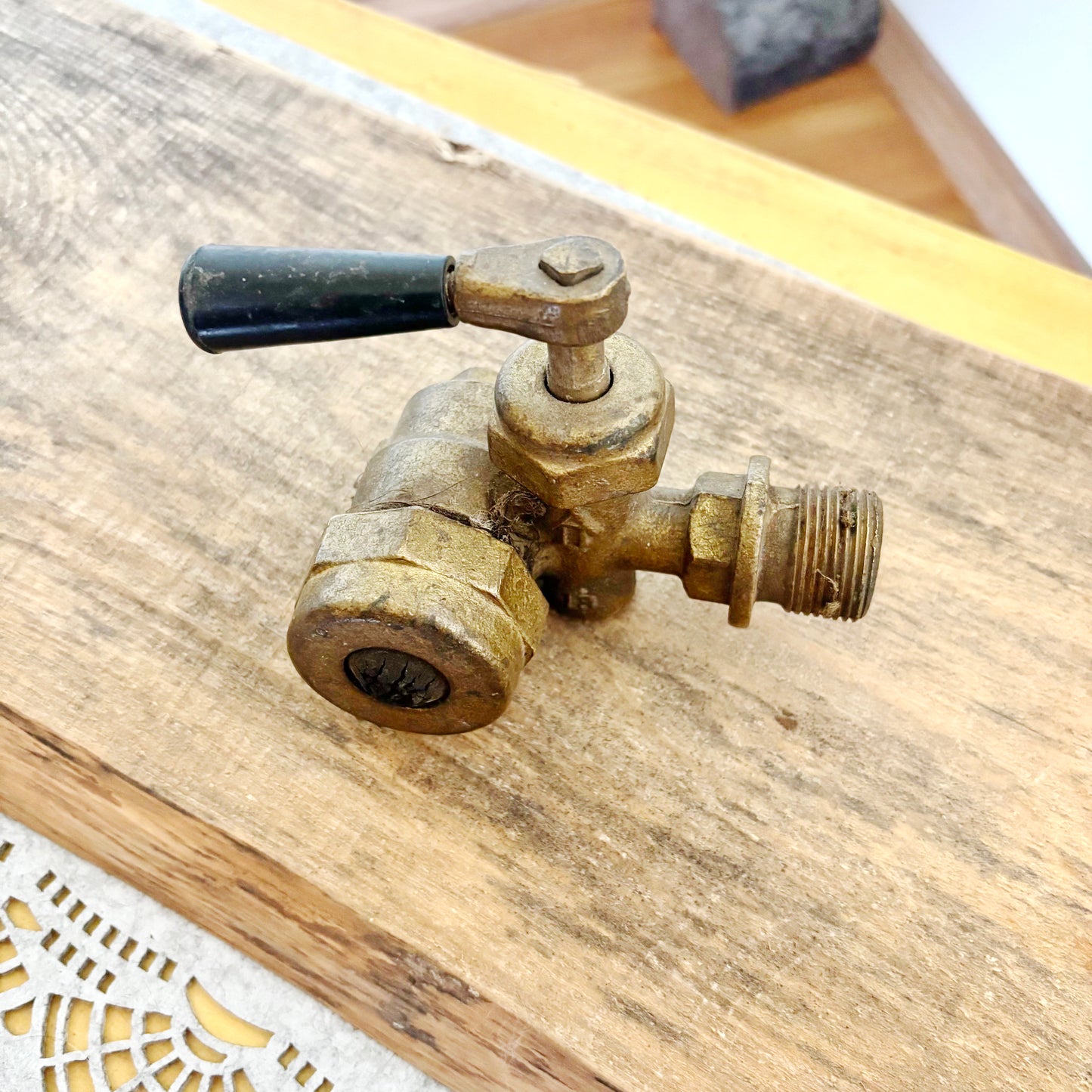 Vintage Soviet Brass Shut-Off Valve | USSR Industrial Plumbing Faucet | Steampunk Decor, Retro Brass Hardware, Soviet Collectible Tool