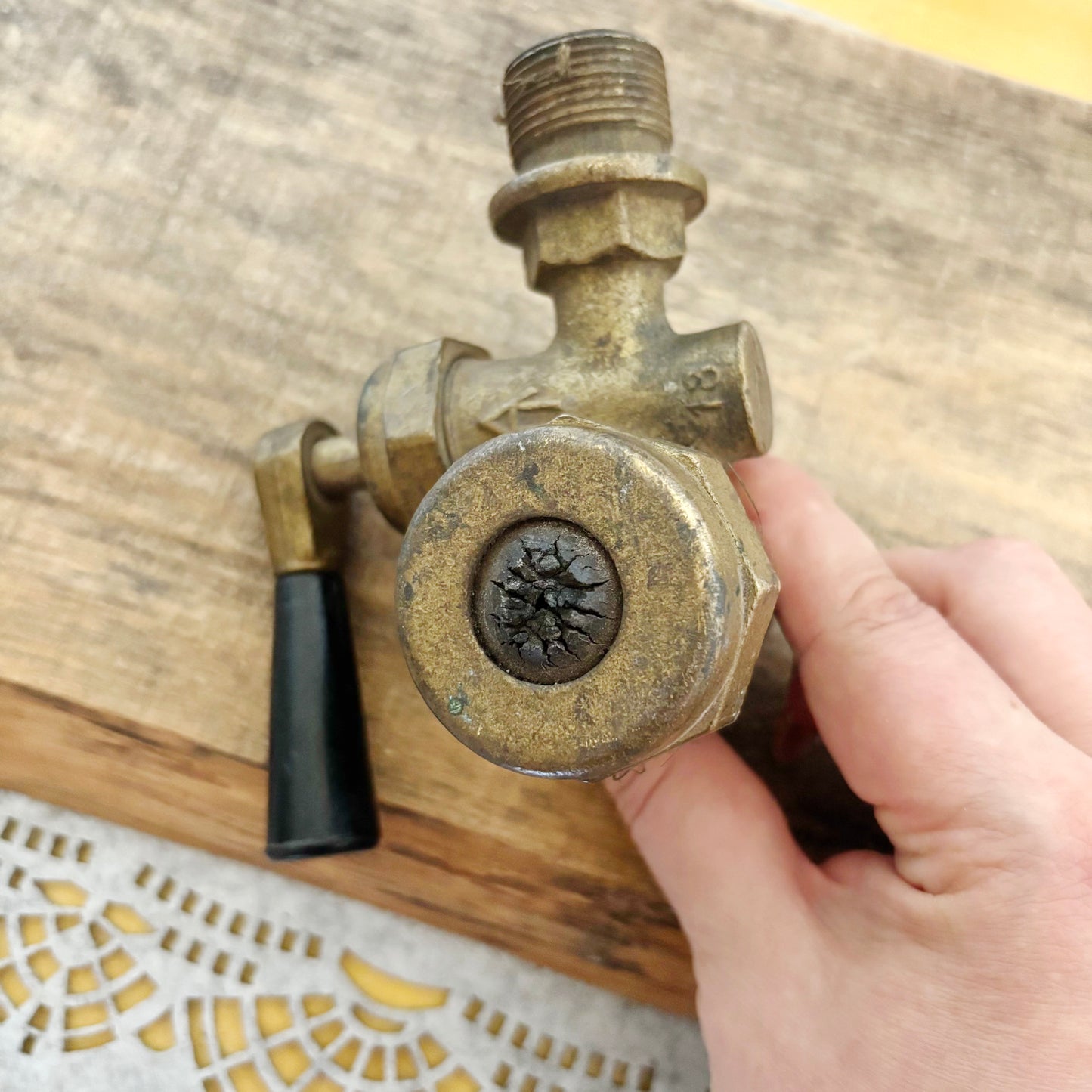 Vintage Soviet Brass Shut-Off Valve | USSR Industrial Plumbing Faucet | Steampunk Decor, Retro Brass Hardware, Soviet Collectible Tool