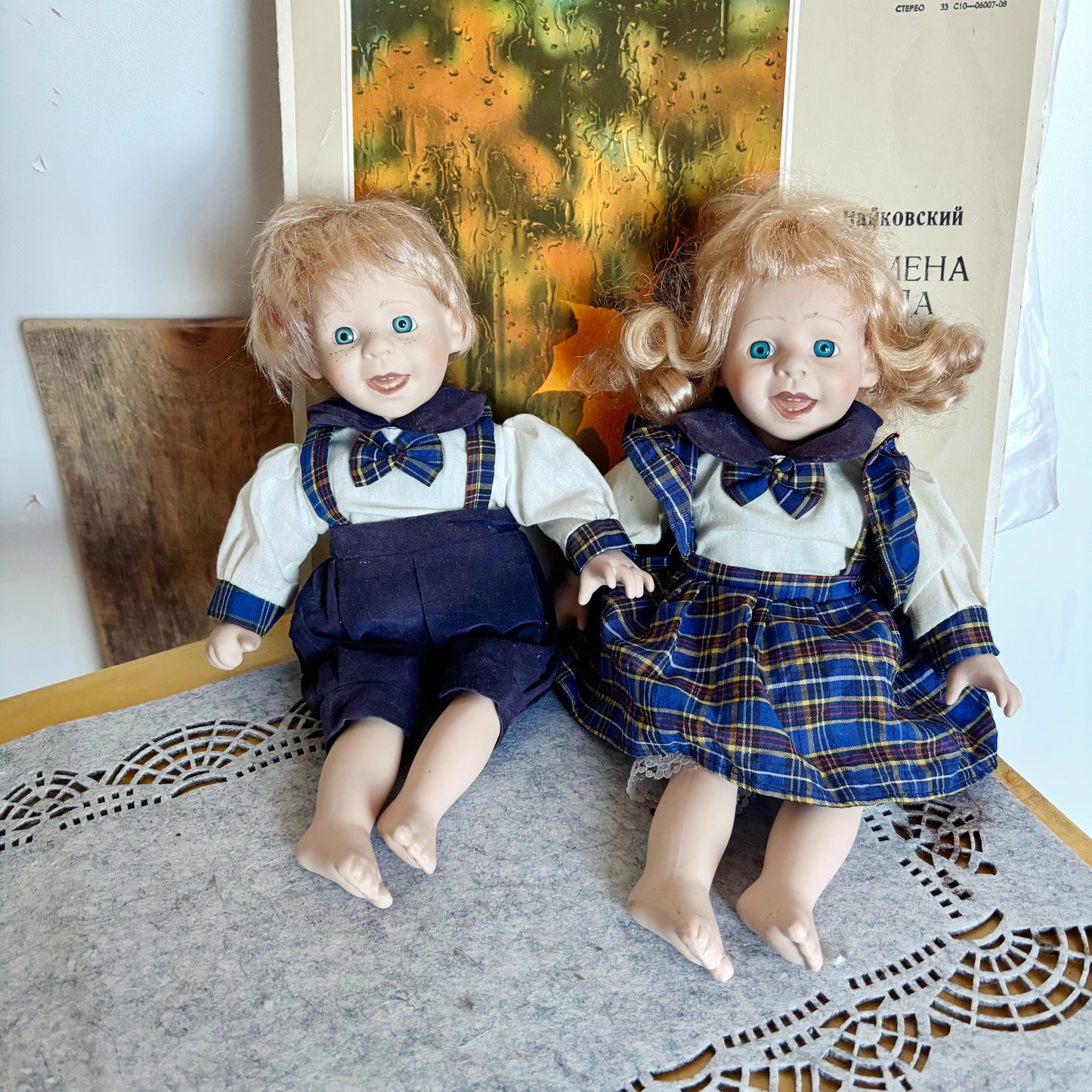 Vintage German Porcelain Doll Set - Boy and Girl Pair with Porcelain Faces, Hands and Feet – Collectible Dolls - 1980s German Figurines