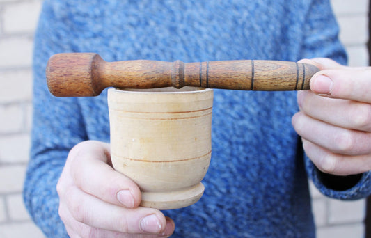 Vintage wooden Mortar & Pestle - Soviet Union / USSR - medium size