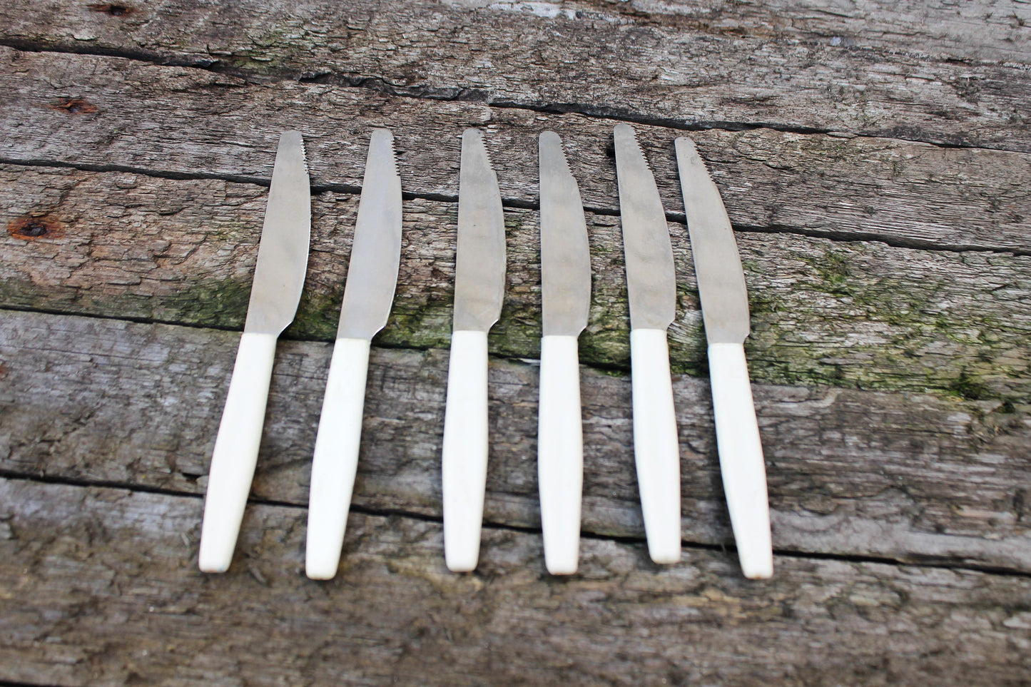 Soviet Vintage knives Set of 6 Stainless steel USSR era 1970s Soviet cutlery