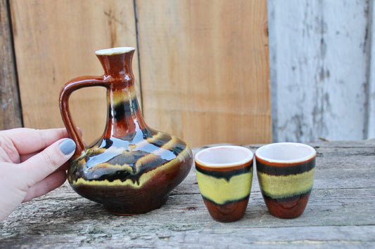 Vintage Ceramic Drinking Set - 1980s - from Ukraine / Soviet Union / USSR - cognac set