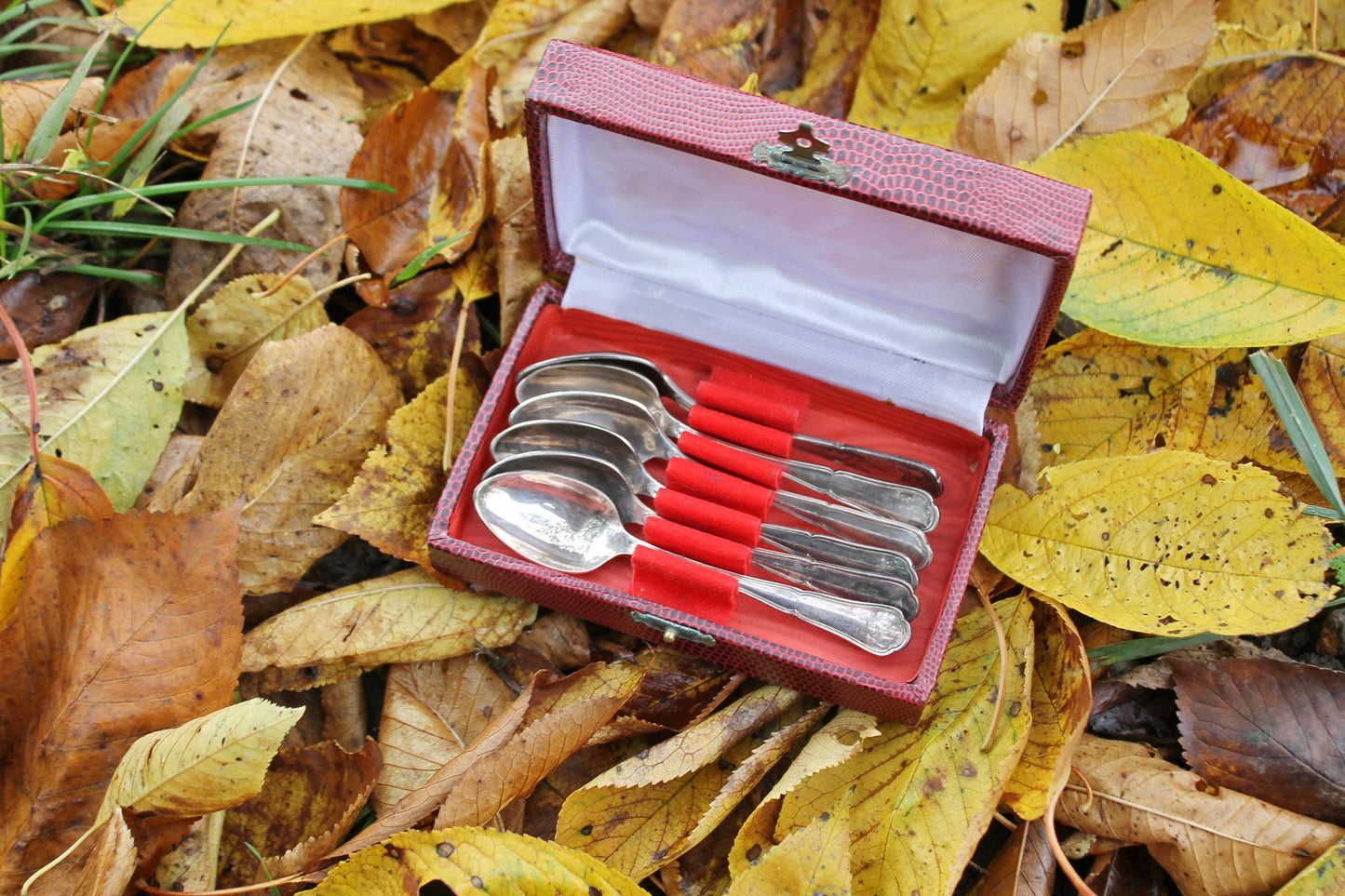 Set of 6 vintage silverplated coffee spoons in original box - vintage silverware - vintage kitchen - coffee spoons - 1970ss