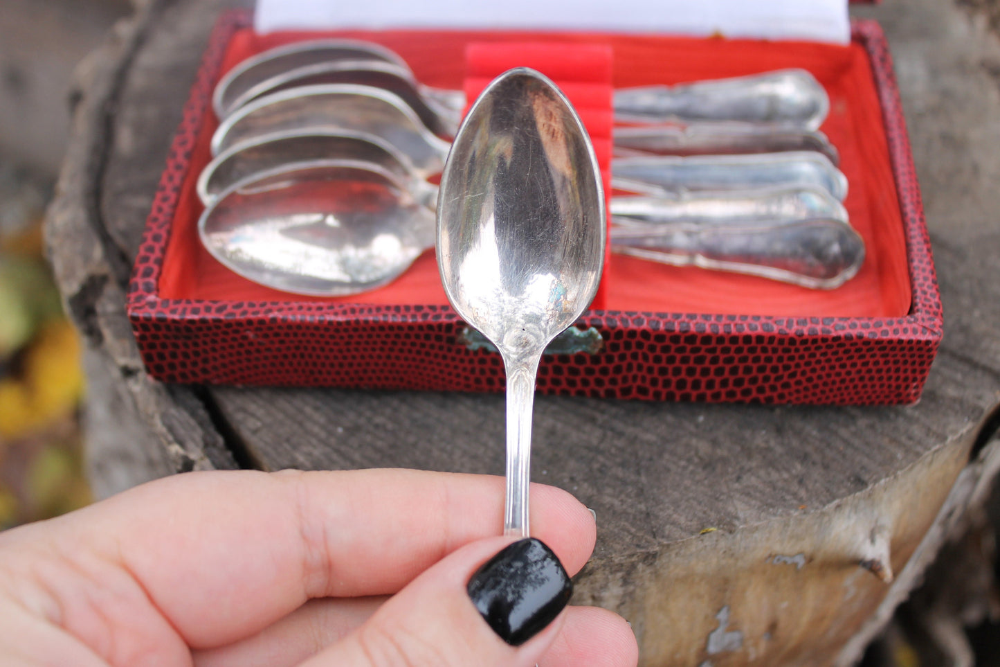 Set of 6 vintage silverplated coffee spoons in original box - vintage silverware - vintage kitchen - coffee spoons - 1970ss